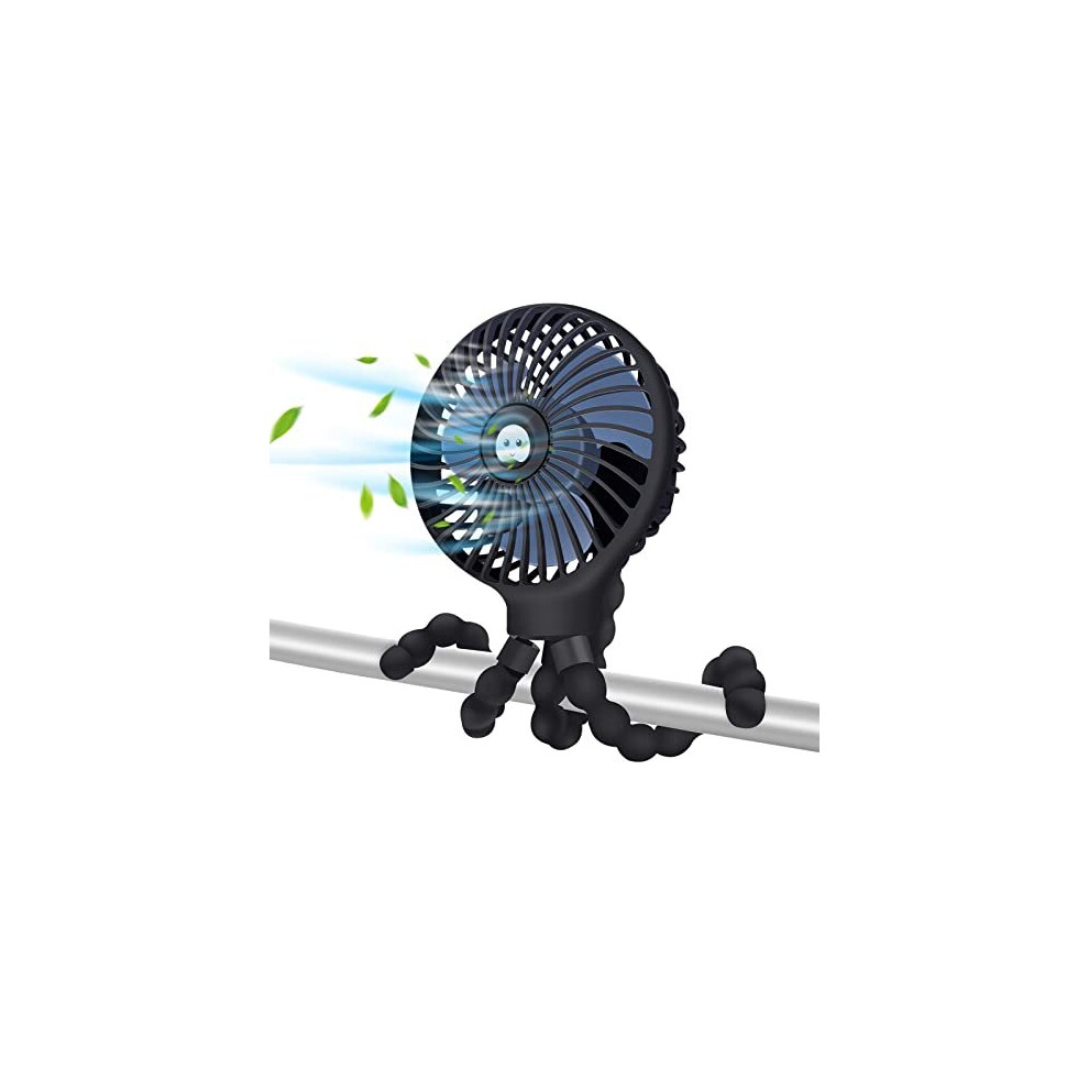 Pram Fan, Stroller Portable Handheld Personal Baby Car Seat Mini Small USB Desk Clip On Fan with Flexible Tripod for Crib Office Treadmill Bike Travel