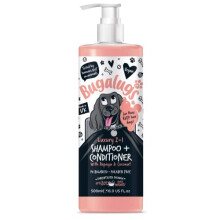 BUGALUGS Dog Shampoo Luxury 2 in 1 Papaya & Coconut dog grooming shampoo products for smelly dogs with fragrance, best puppy shampoo, professional