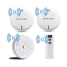 SAFE TECH Home Interlinked Smoke Heat Alarms, with Remote Control and Tamper-Proof 10 Year Battery-4 Pack