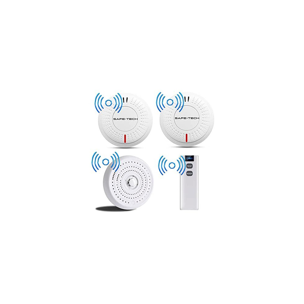 Safe Tech Home Interlinked Smoke Heat Alarms, With Remote Control And Tamper-Proof 10 Year Battery-4 Pack 5299784887012
