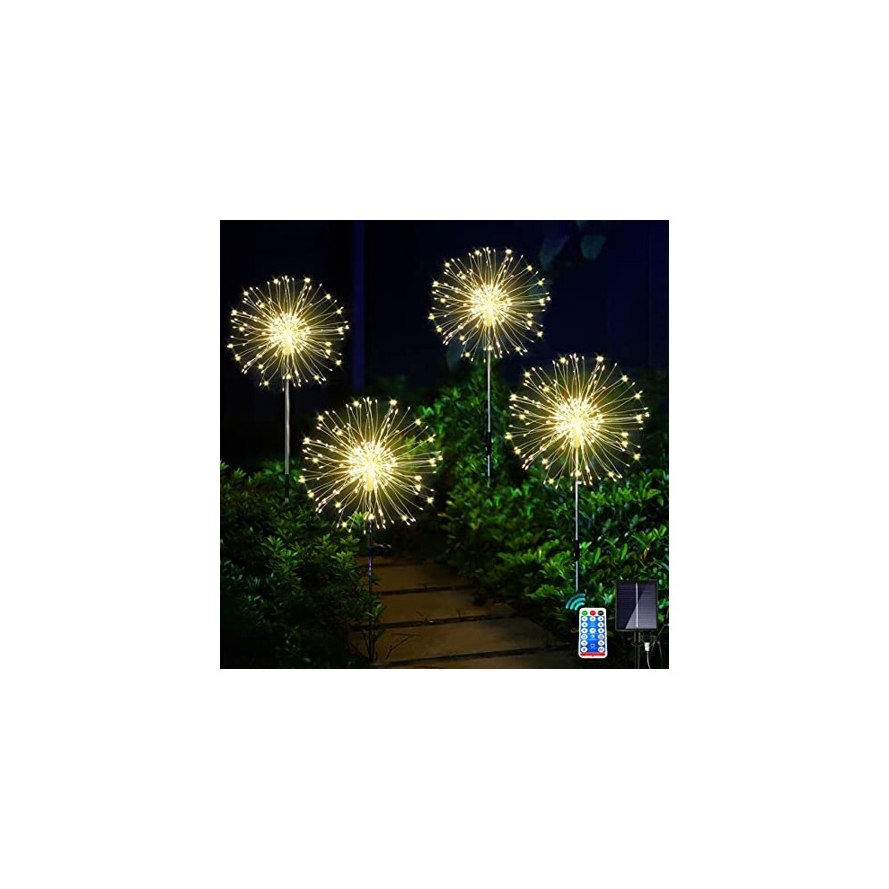 Joycome Solar Firework Lights 4 x 120 LED Solar Garden Lights, 8 Modes Solar Christmas Starburst Lights Outdoor Waterproof Solar Stake Lights with