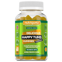 NUTRIGUMS Happy TUMS (Probiotics) 60 Vegan Gummies. Pineapple Flavour. Gut & Digestive Health 1.25 Billion CFU Probiotics, Vitamins C, B3, B5, B6,