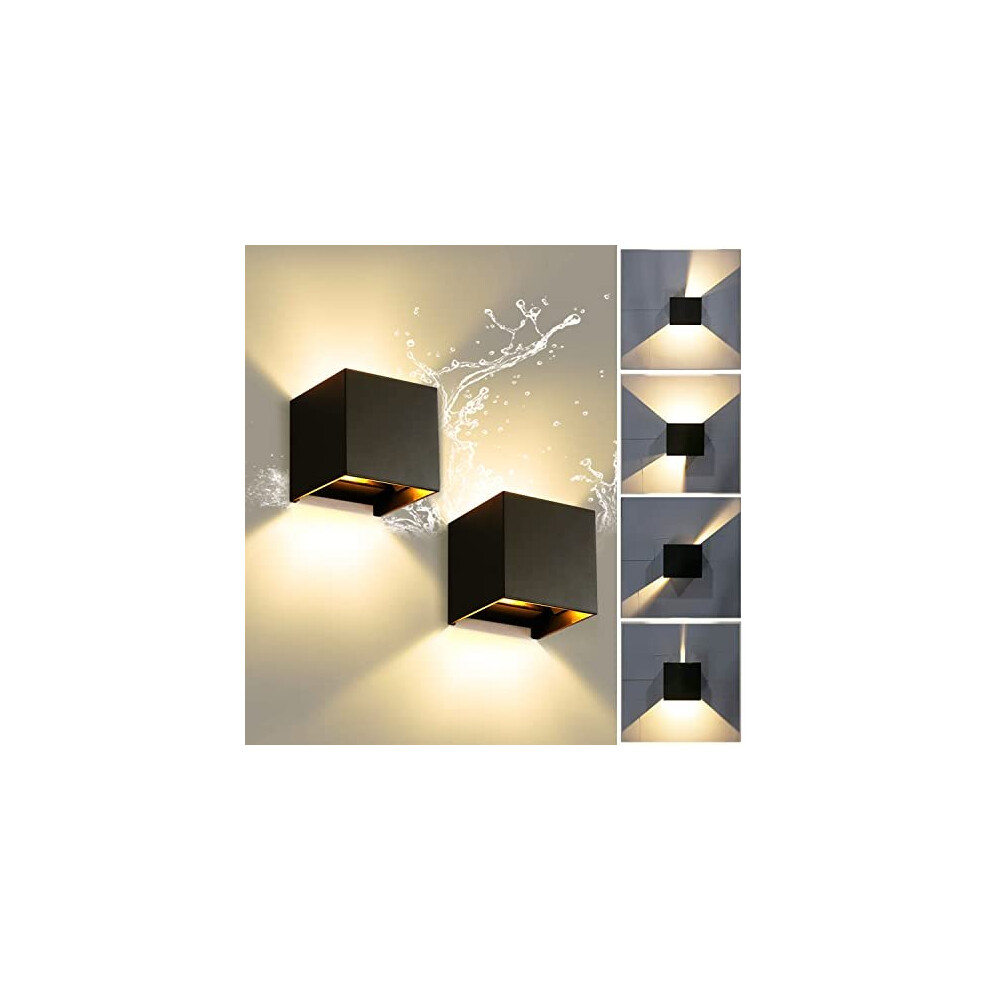 CANMEIJIA Outdoor Wall Lights 12W, Waterproof IP65 LED Outside Wall Lights, Adjustable Beam Aluminum Black Indoor Wall Lamp, 3000K Warm White for