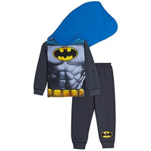 Batman Kids Novelty Pyjamas With Cape, Batman Dress Up Costume, Ages 2 to 8 Years Old (5-6 Years) Grey