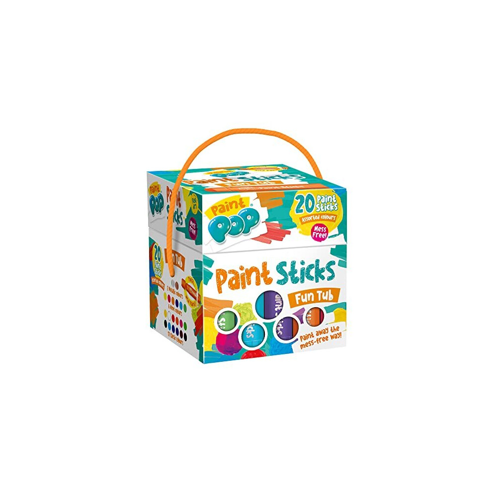 Paint Pop Paint Sticks For Kids - 20 Pack Assorted Colours & Fun Storage Tub - Twist & Paint, Mess-Free, Fast Drying Action, Easy Clean Up, Vibrant