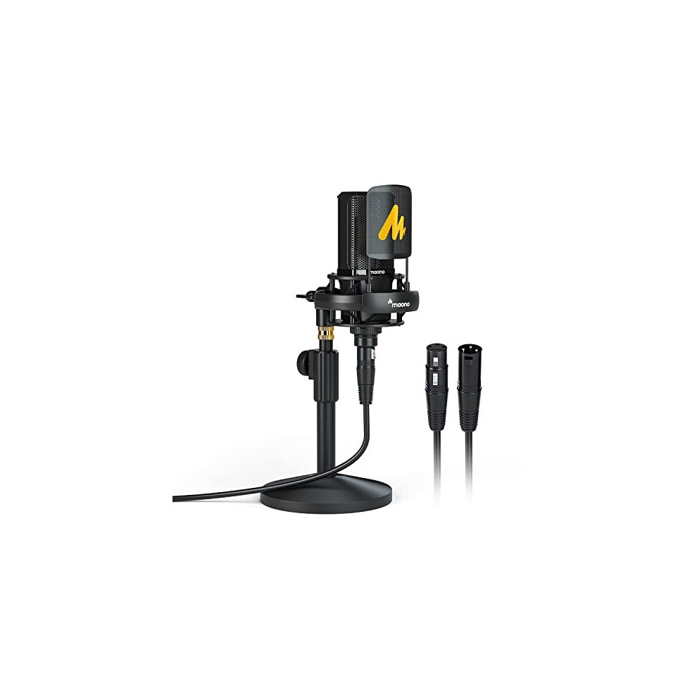 Maono PM500T XLR Condenser ASMR Microphone with 34mm Large Diaphragm(48V Phantom Power Required), PremiumÂ Zinc Alloy Structure Studio-Quality Mic for