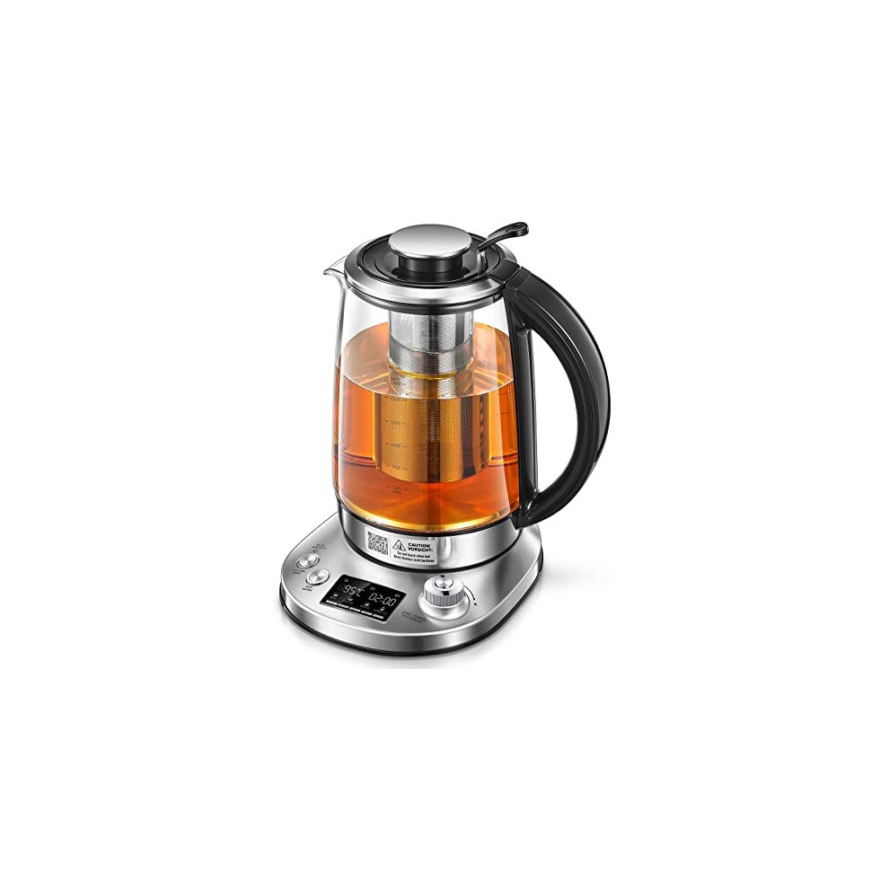 Kettle Electric with Variable Temperature Control - FOHERE Smart Glass Tea Kettle with 9 Presets - LCD Display - 2Hr Keep Warm - Removable Tea Infuser