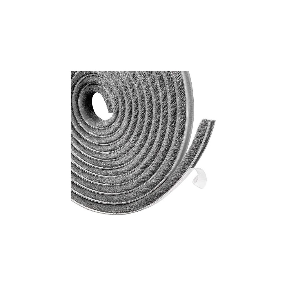 Draft Excluder for Doors, Draft Excluder for Windows, 5m(L) x 9 mm(W) x 9mm(T) Self-Adhesive Brush Seal Strip Air Stopper for Sliding Doors Window-