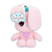PEEKAPETS Pink Bunny | Funny, sweet and soft Plush toy that wiggles its ears when you Squeeze her tummy – Ideal fluffy gift for babies and children