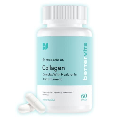 BetterVits Collagen Complex | 1000mg Hydrolyzed | Skin | Hair | Nails | Joints | Hydrates & Smooths | With Hyaluronic Acid & Vitamin E