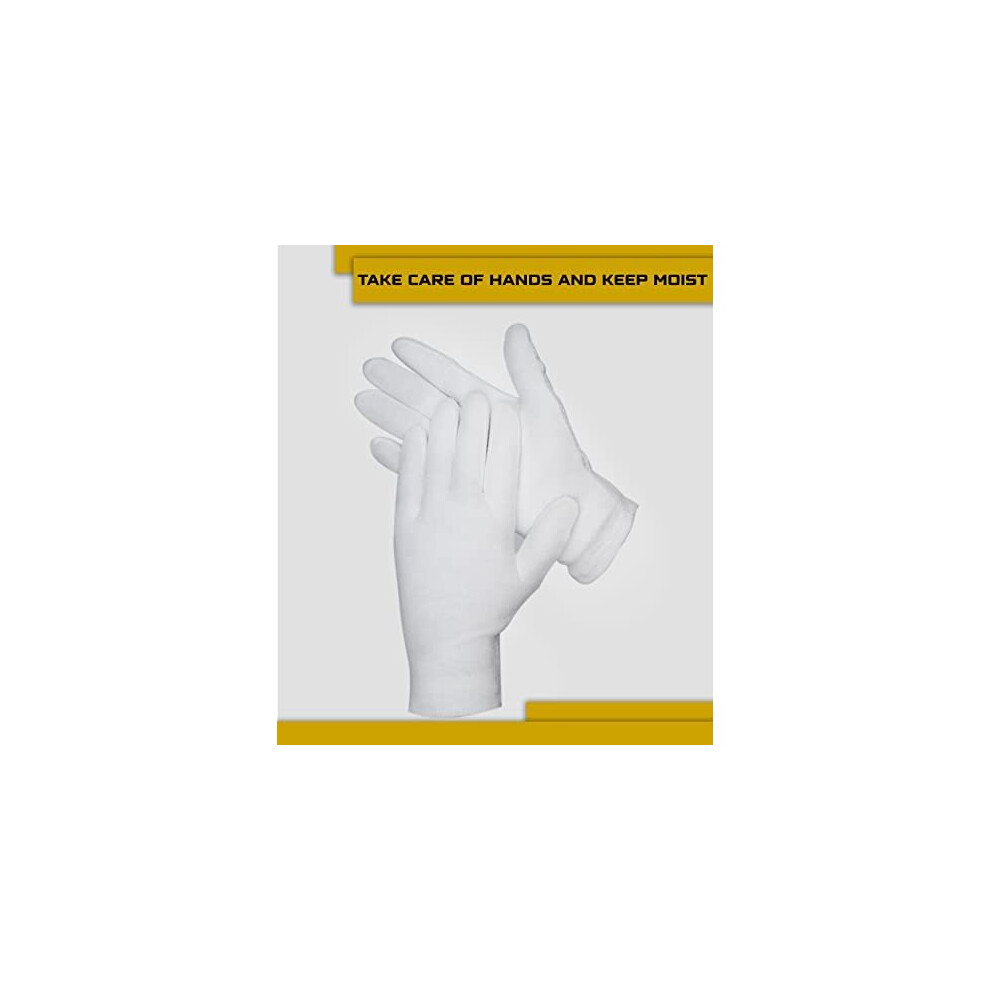 Dovortex White 20 Pcs Cotton Gloves Cotton Gloves For Eczema Cotton Gloves For Dry Hands Moisturizing Gloves For Eczema Inspection Gloves Coin Ha