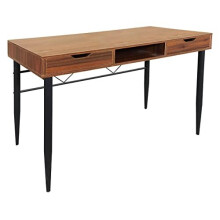MDA Designs Kenora Home Office Study Ergonomic Desk Table Workstation with Drawers Walnut Black