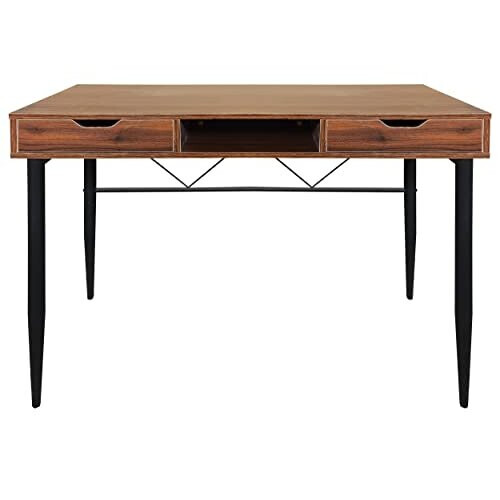 MDA Designs Kenora Home Office Study Ergonomic Desk Table Workstation with Drawers Walnut Black 1