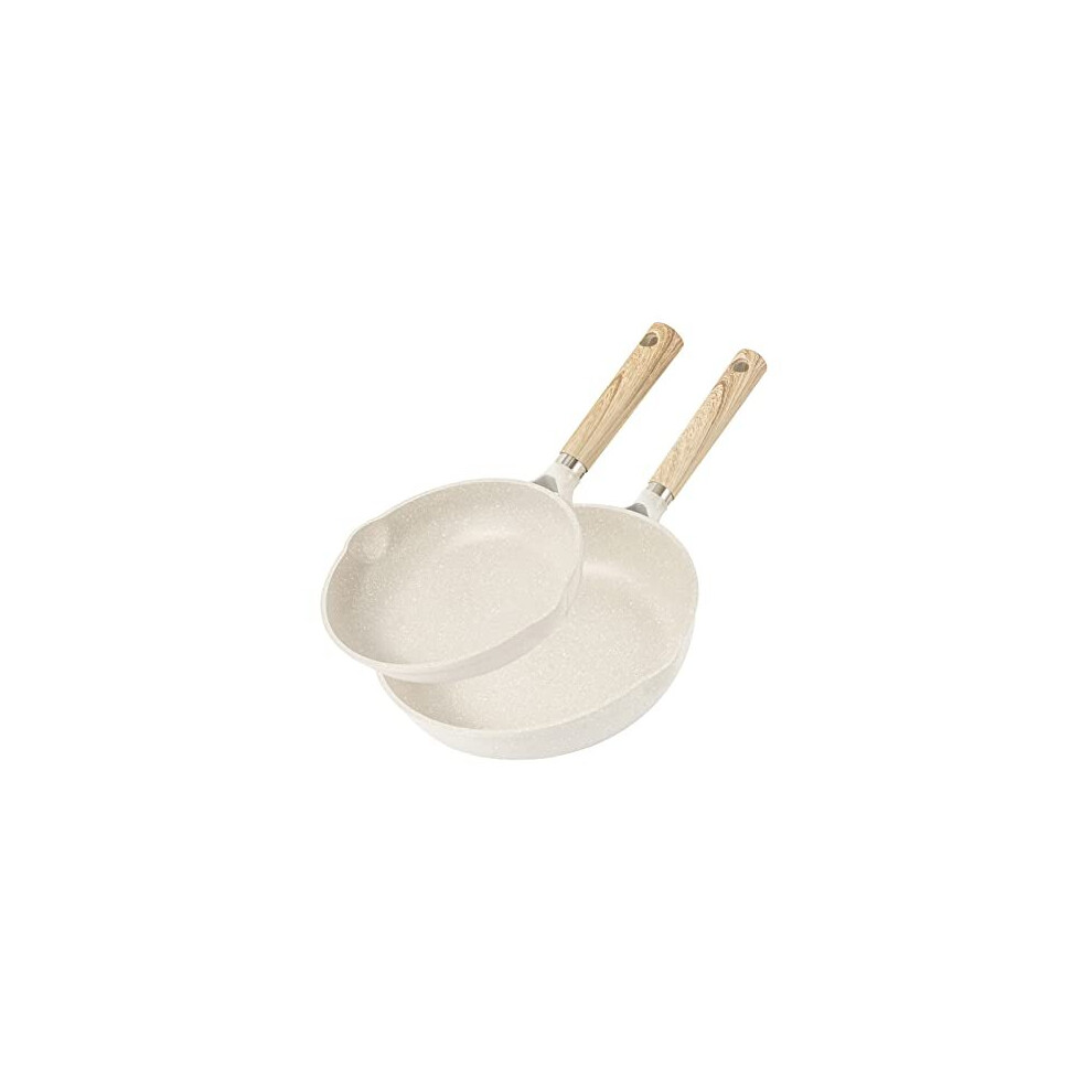 CAROTE Non Stick Frying Pan Set Induction Granite Egg Omelet Pan for All Hobs, PFOA Free, 20cm and 26cm