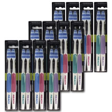 REACH Essential Care Interdental Firm Toothbrush, Duo Pack x 12, Full Head Hard Bristle Manual Toothbrushes, Variety Colors Multipack, Daily Oral