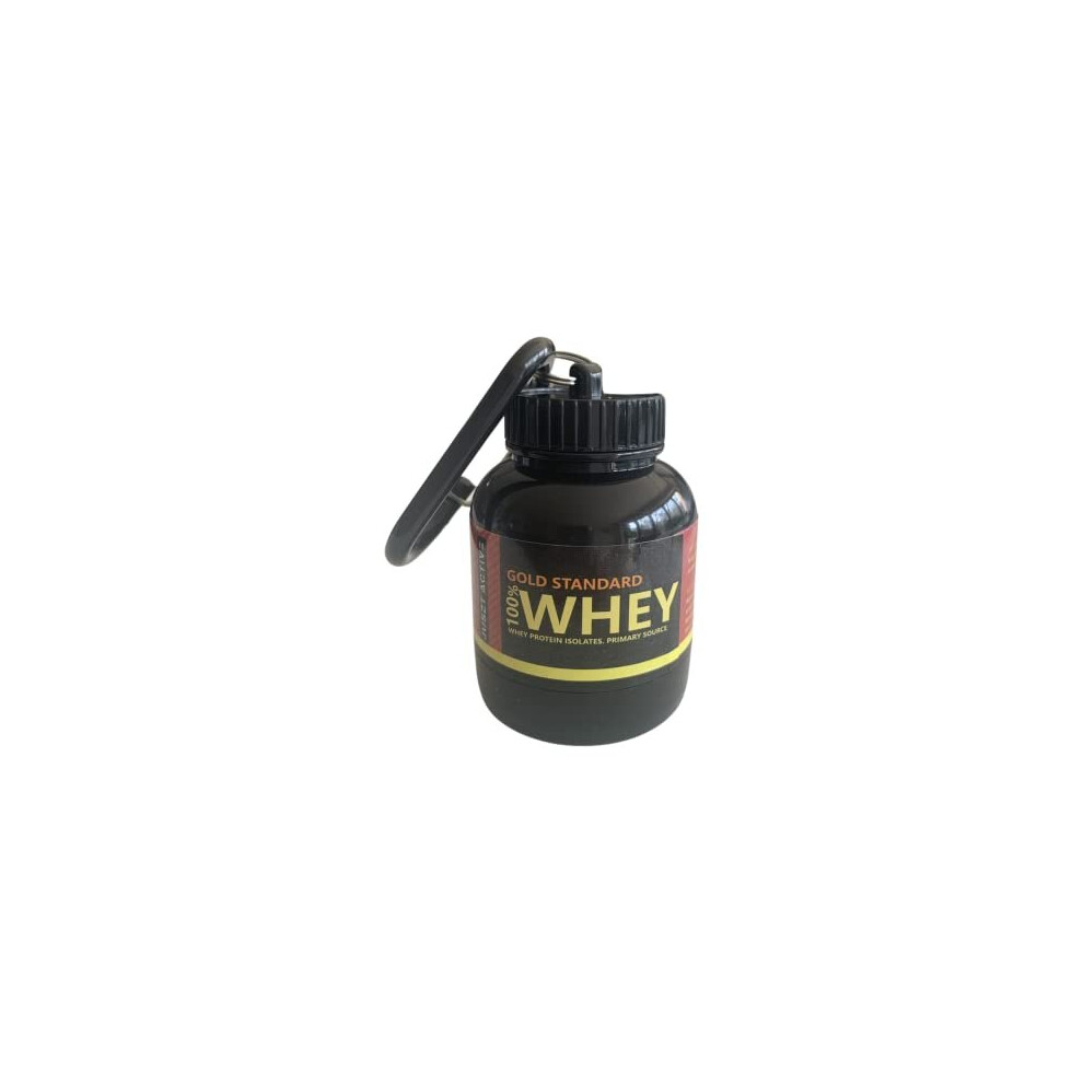 Juszt Active, Protein Powder Storage Keychain, Portable Supplement Powder Container, Black Protein Powder Container Keyring 