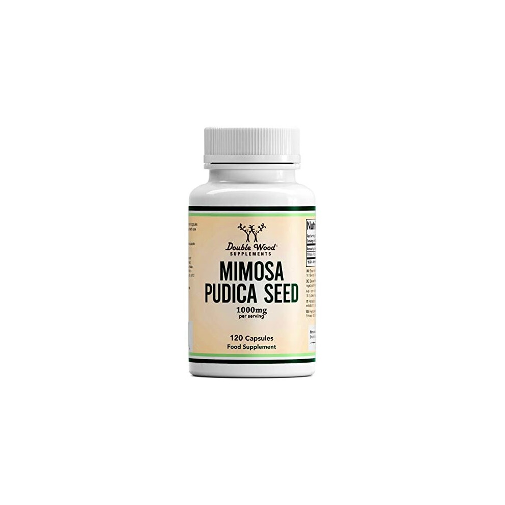 Double Wood Mimosa Pudica Seed Supplement | 120 High Strength Mimosa Pudica Capsules - 1000mg per Serving | Mimosa Pudica Seed Extract 10:1 | Non-GMO