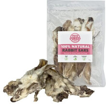Pets Purest Rabbit Ears with Fur for Dogs, Puppy & Senior - 100% Natural Air Dried Dog Treat Chews for Raw Dog Food & Low Fat Healthy Hypoallergenic