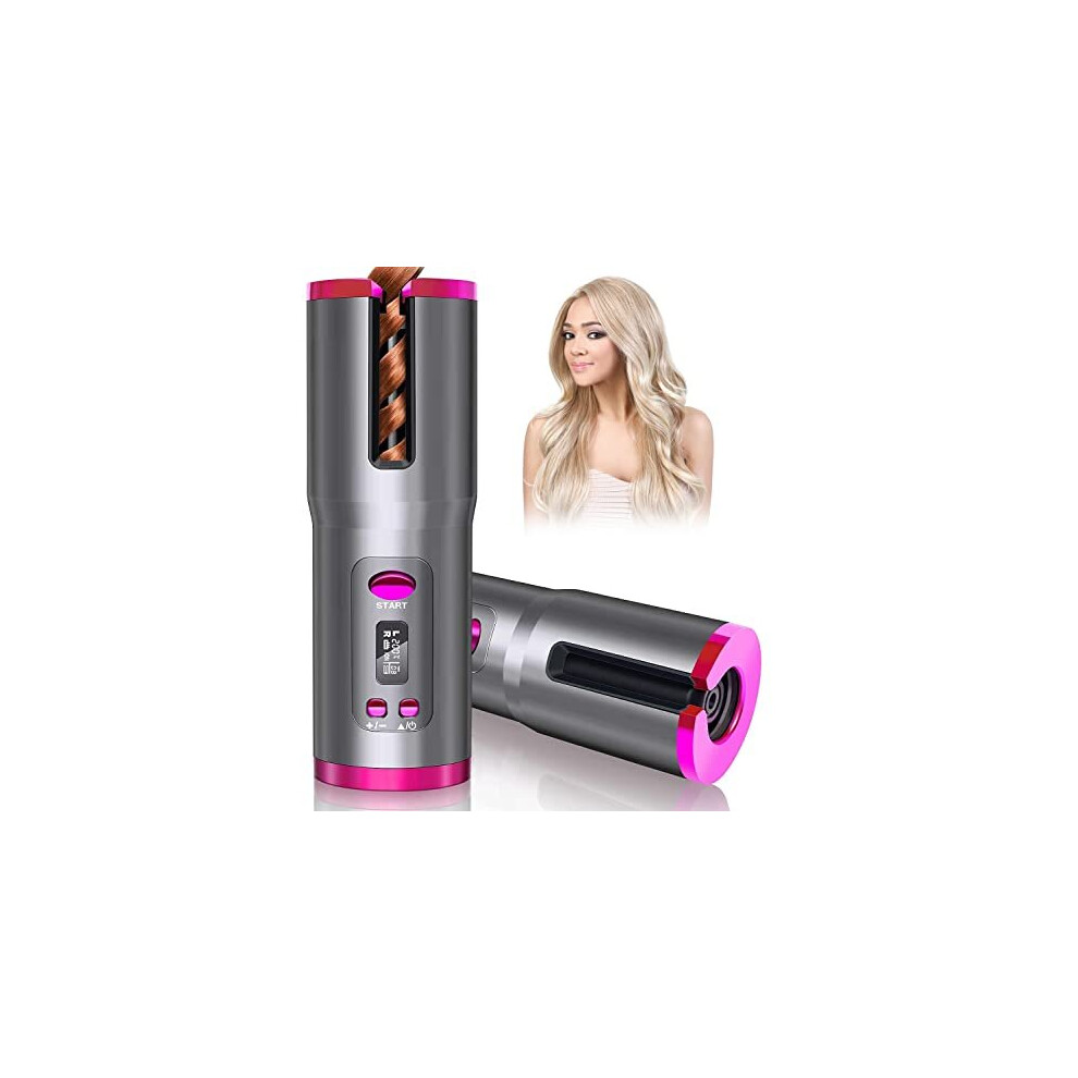 Lanboo Hair Curler, Cordless Hair Curlers For Long Hair, Wireless Automatic Curling Iron Restriction With Built-In 5000Mah Rechargeable Battery,