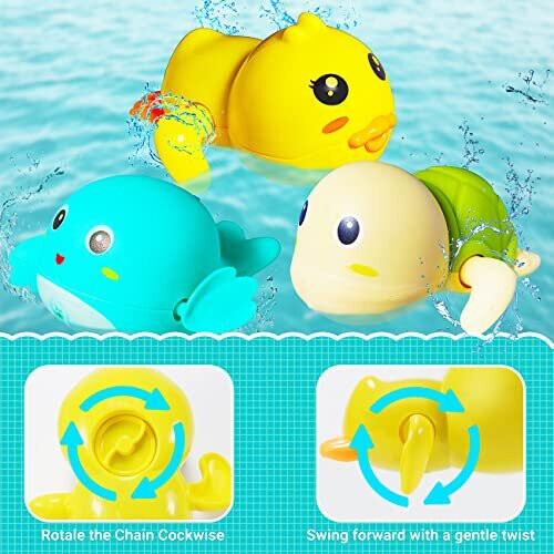 Jiosdo Baby Bath Toys, Rubber Floating Animal Toy with Fishing Net, Kids  Bath Toys Wind Up Swimming, Baby Bath Shower Toy Mesh Storage Organiser  Water on OnBuy