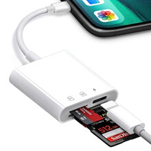 SD Card Reader for Phone/Pad,3 in 1 Lighning to SD/TF Card Camera Reader Adapter with Charging Port,USB OTG Adapter Compatible with Phone