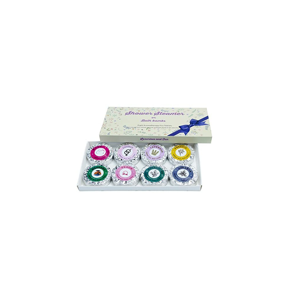 Bulk Shower Steamers Aromatherapy – Self Care Gift Set with 8PCS Unique Scented Shower Bombs. Natural Organic Bath Shower Melts for Women, Shower