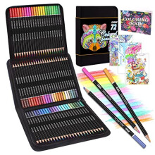 72 Colouring Pencils Set with Black Portable Zipper Bag. Professional Coloured Pencils Perfect for Adult and Artists Sketching, Shading and Doodling