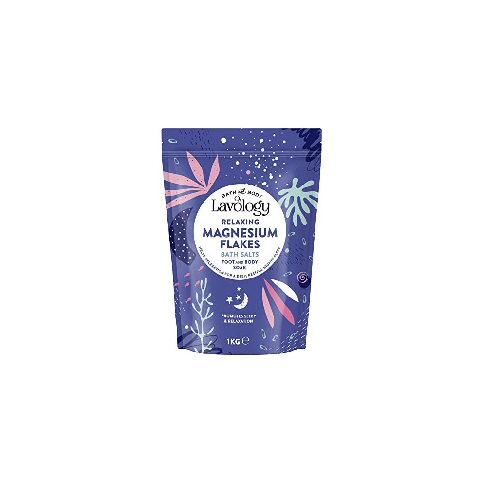 Magnesium Flakes Bath Salts by Lavology - 1kg - All Natural Ingredients - Calming & Relaxing Bath Salts