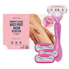 by Amazon Female 5 Blade Razor with Multi Axis Pivot handle + 3 refills (Previously Solimo brand)