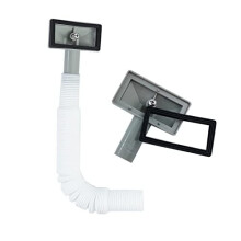Qrity 1 Pieces Overflow Pipes, Overflow Tube for Sink Extendible, Rectangle Interface (Size: 63.5x40mm),Tube Length 250mm, Dia 26mm (Inner Dia: 21mm)