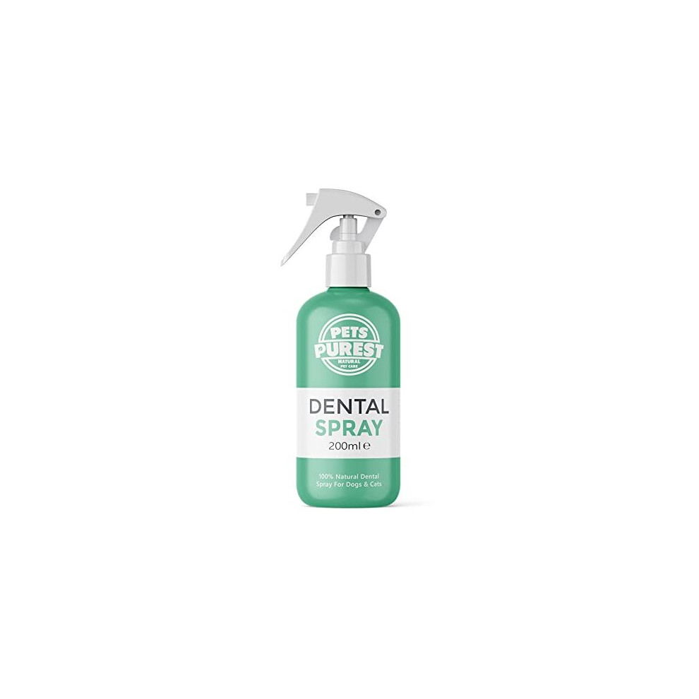 Pets Purest Breath Freshener & Dental Teeth Cleaning Spray - 100% Natural Plaque & Tartar Remover, Mouthwash & Bad Breath Treatment Water Formula for