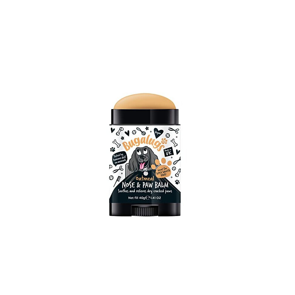 BUGALUGS Dog nose balm, Natural lick safe Paw balm for dogs contains Colloidal Oatmeal, Dog paw cream Vegan formula nose balm for dogs reduces skin