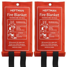 HEFTMAN Fire Blankets 2 Pack - Large Fiberglass Fire Blanket in Red Case with Flame-Retardant Cotton Handles, Fire Blanket for Caravan, Kitchen, Home