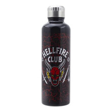 Bottiglia d'acqua in metallo - PALADONE - Stranger Things - 500 ml - Nero - Logo Hellfire Club