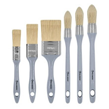 ROLLINGDOG 6PC Paint Brush Set - 3 Flat Paint Brushes and 3 Pointed Round Sash Brushes for Detail Painting Wood Work, Stain, Varnish