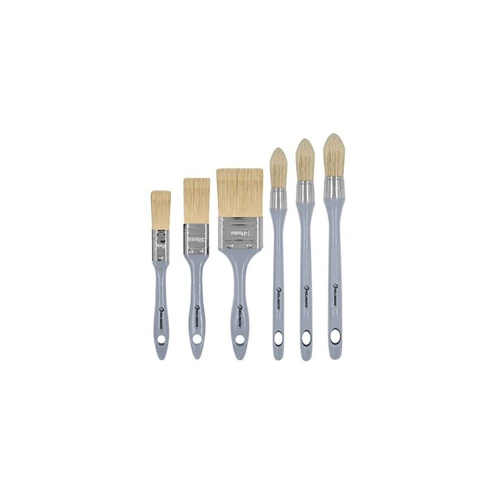 Rollingdog 6Pc Paint Brush Set - 3 Flat Paint Brushes And 3 Pointed Round Sash Brushes For Detail Painting Wood Work, Stain, Varnish 6972952977096
