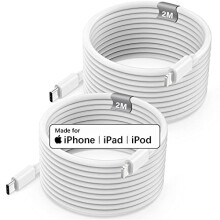 Poukey USB C to Lightning Cable 2M 2Pack[Apple MFi Certified], Fast iPhone Charger Cable for iPhone 14/13 Pro Max/Mini/12/11/XS/XR/X/8, Extra Long
