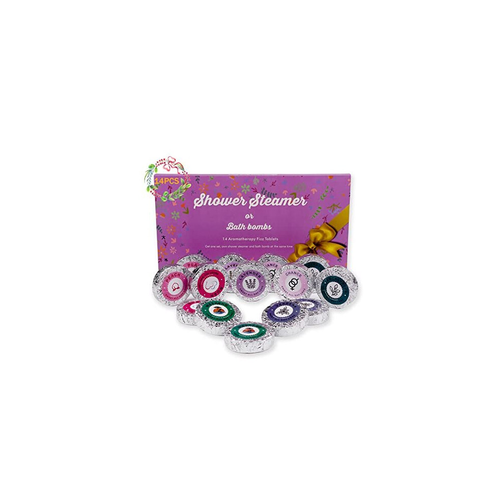 Pickmora 14Pcs Shower Steamers Aromatherapy With 7 Scents, Bath Bombs With Essential Oils For Relaxation, Shower Bombs Shower Tablets Gift Sets For