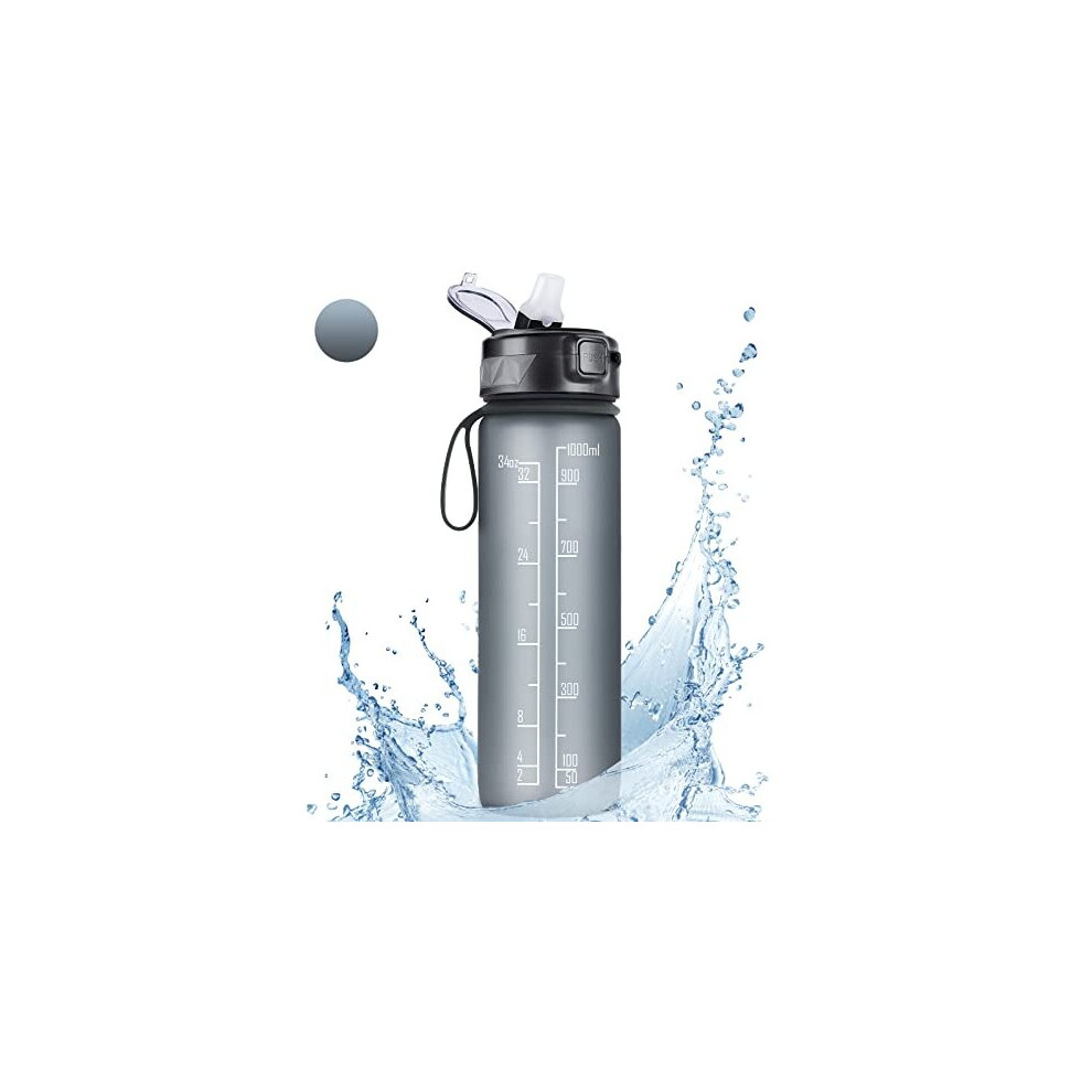 Sports Water Bottle with Straw, 1L, 750ML Leakproof Design Water Bottle, BPA Free Tritan Plastic Drinking Bottle for Teenager, Adult, Sports, Hiking,