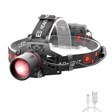 WESLITE 2 in 1 Head Torch with Red and White Light, Hunting Headlamp Red Light USB Rechargeable Head Torch with Red Filter Zoomable fo Night Vision,