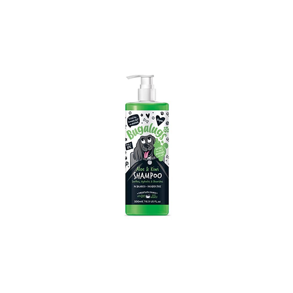 BUGALUGS Dog Shampoo - Soothing Aloe & Kiwi dog pet grooming shampoo & conditioner products for smelly dogs with tropical fragrance, best puppy