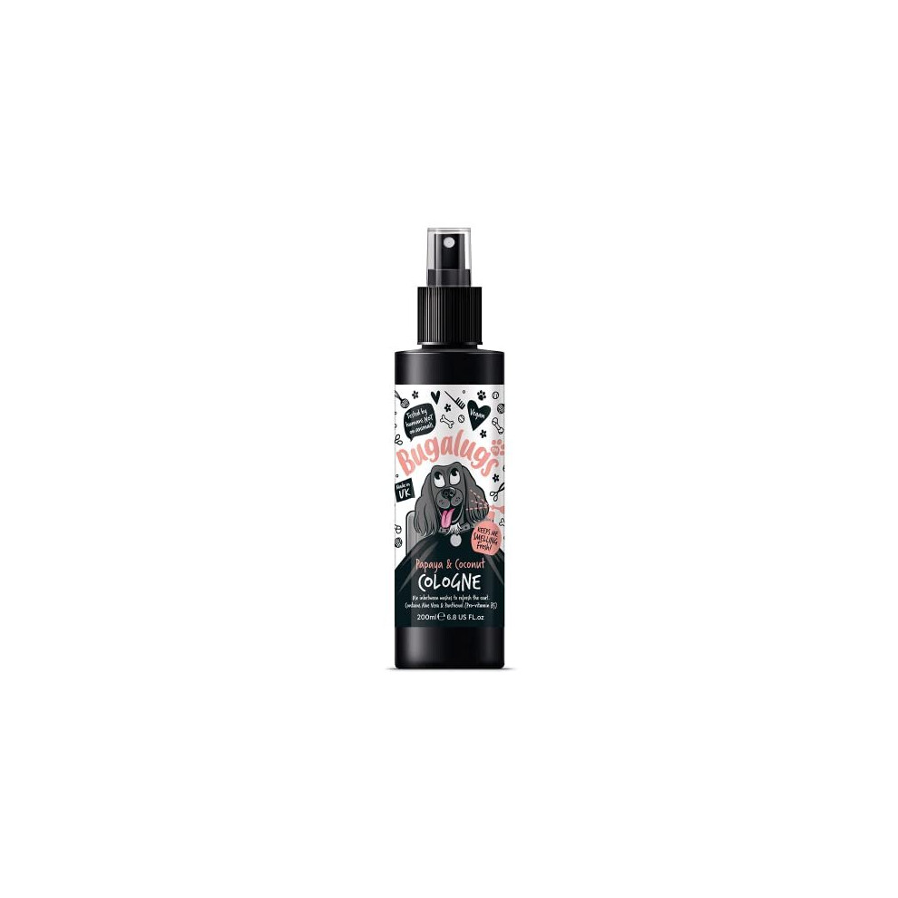 BUGALUGS Dog Cologne perfume - dog deodorant deodoriser spray use with professional groom Dog Shampoo For Dogs, Cats & Pets (Papaya & Coconut, 200ml)