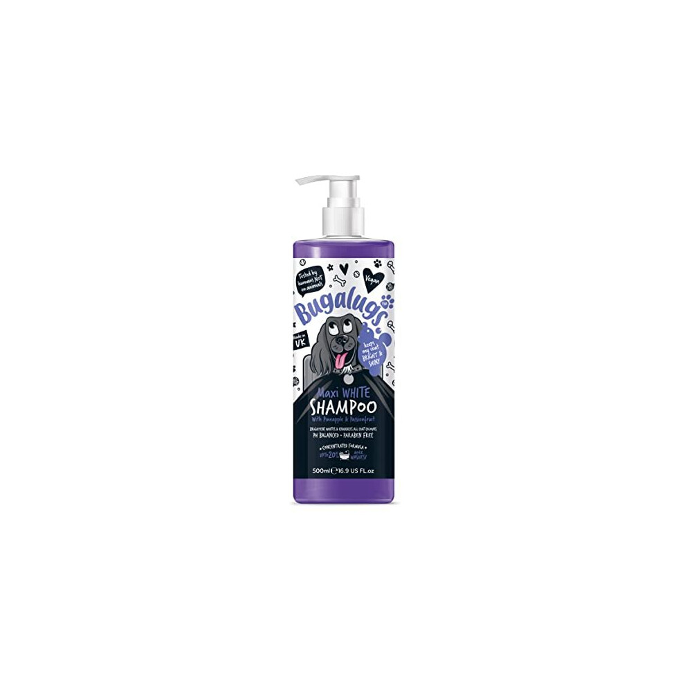 BUGALUGS Dog Shampoo â Whitening & Brightening Coat Enhancer for all coat colours, best vegan puppy dog grooming shampoo & conditioner with a