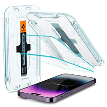 Spigen iPhone 14 Pro Max Glas.Tr Ez Fit Displayschutzfolie aus gehärtetem Glas mit Applikator, 2er-Pack