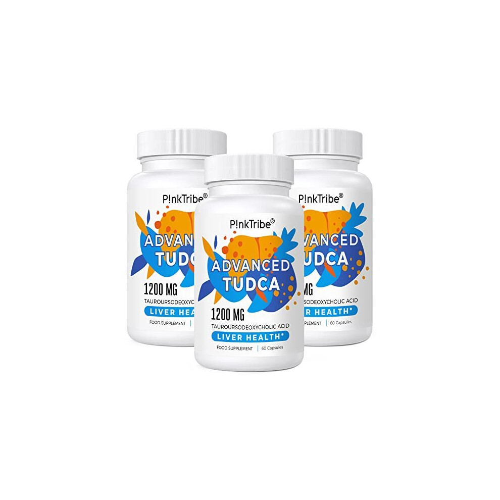 P!Nktribe Tudca (Tauroursodeoxycholic Acid) Liver Support Supplement 3 Pack - 1200Mg Per Serving, Liver Health Aid For Detox And Cleanse, 180 Capsules