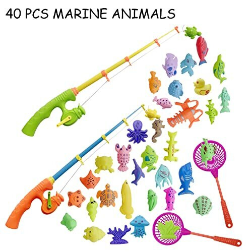 Magnetic Fishing Toys, 40 Pcs Kids Fishing Game Set with Rod and