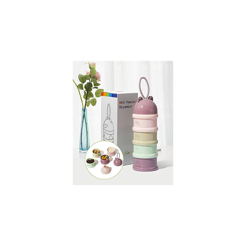 Doli Yearning Infant&Baby Milk Powder Dispenser With 4 Separate Twist-Lock Compartments,Portable With Silicone Handle Good For Travel And Outdoor Activities, Bpa