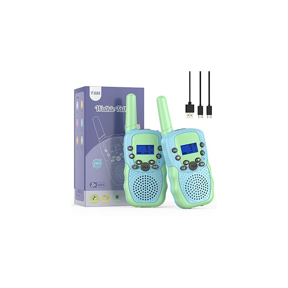 Bakoherp Walkie Talkies Rechargeable for 3-12 Years Boys Girls, 8 Channels 2 Way Radio Toy with LCD Backlit And LED Flashlight, 3KM Long Range Walky