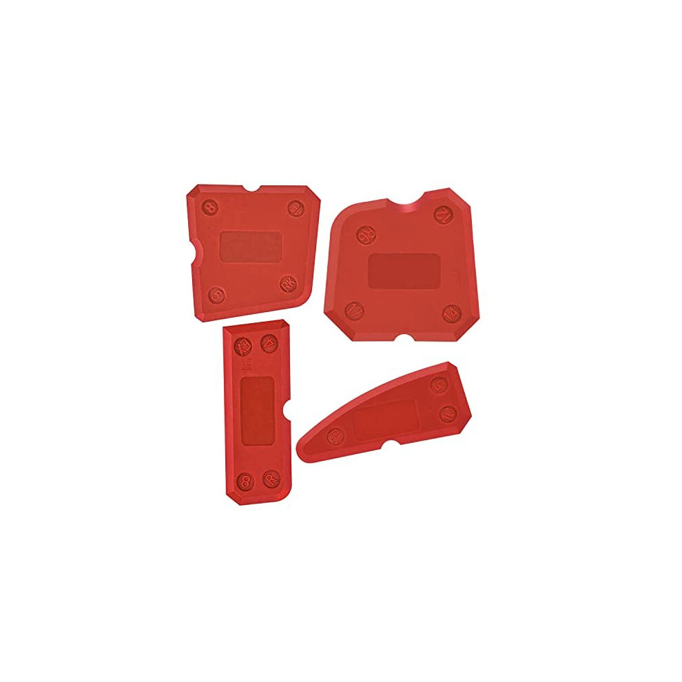 Jagowa Sealant Dressing Tool Set of 4 Sealant Caulking Tool Kit, Multi-Edge Silicone Sealant Applicator Tool for Kitchen Bathroom (Red)