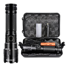 LUXNOVAQ Rechargeable LED Torch,Powerful 15000 Lumens LED Flashlight,Tactical Handheld Flashlights,XHP70 Torches LED Super Bright,5 Modes,Waterproof